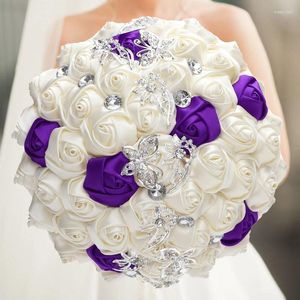 Kwiaty dekoracyjne 1PC/Lot Purple Wedding Bridal Buquet Bride Flower