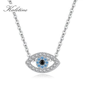 PENDANTI KALETINE Lucky Eye Evil 925 Sterling Silver Pendant Choker Necklace Aquamarine Zircon Charms Collana Gioielli per donne da donna