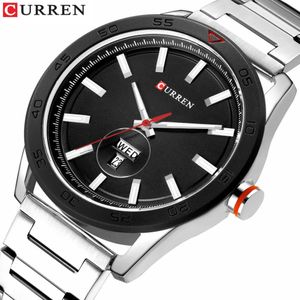 CURREN Male Clock Classic Silver Watches for Men Military Quartz Stainless Steel Wristwatch with Calendar Fashion Business Style252f
