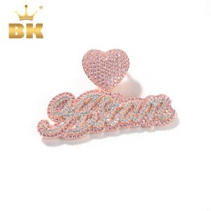 Halsketten Der Bling King Custom Name Halskette Blasenbrief Herz aus weiß rosa cz Anhänger Tenniskette HipHop Schmuck Schmuck