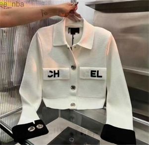 puffer jacket women Quality lapel Polo Fashion Chest Pocket slim fit white Embroidery Printed Metal Buckle Knitted Long-sleeved Cardigan Jackets size S-L