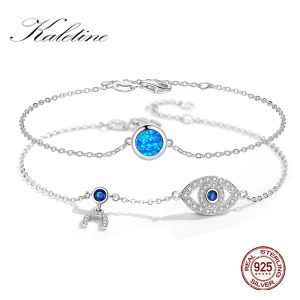 Bangles KALETINE Turkish Lucky Blue Evil Eye Charm Link Bracelets For Women 925 Sterling Silver Vintage Charm Bracelet Fine Jewelry