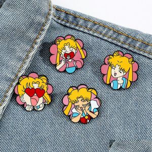 Tecknad accessoarer japanska spelfilmfilm Sailor Moon Enamel Pins Söta filmer spel hårt samla tecknad brosch ryggsäck hatt väska co dhfoj