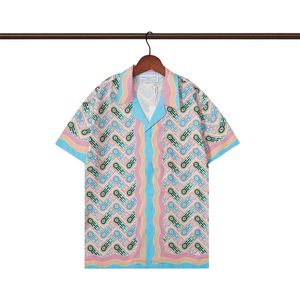 Designer Blus Men's Shirts Camisas de Hombre Fashion Geometric Letter Print Casual Shirt Män Kort ärm Slå ner krage affärsdres hög kvalitet