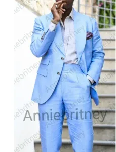 Abiti Moda personalizzata Abiti da sposa blu chiaro uomo formale sposo business party smoking classici giacca da ballo maschile giacche blu bambino