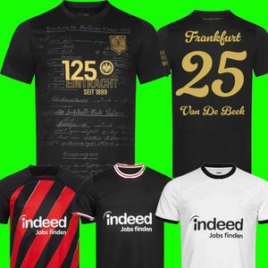 23 24 25 Eintracht Frankfurt 125 Ano Aniversário Preto Kit DFB POKAL FINAL Kit Futebol Jerseys 2024 2025 RODE ACHE Camisa de Futebol Uniforme 125º Ouro Preto