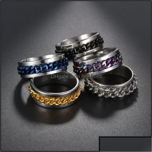 Band Rings Band Rings Stainless Steel Chain Link Ring Fashion Women Rotatable Men Jewelry Spinner Corkscrew Gift 20220228 T2 Drop Deli Dht60