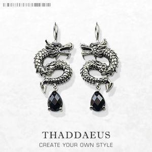 Earrings Drop Earring Chinese Dragon Europe Ethnic Fine Jewerly For Women Men Gift In 925 Sterling Silver