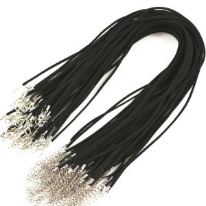 Necklaces 100pcs/lot 3mm 18inch Adjustable Black Flat Faux Suede Cord Necklace Leather Colares Cuerda Accessories Diy Jewelry Fittings