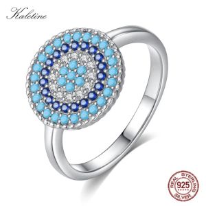 Rings Kaletine Shinee Kpop Blue Stone Evil Eye Rings For Women 925 Sterling Silver Charm CZ Stone Ringlet Jewelry Exo Accessories