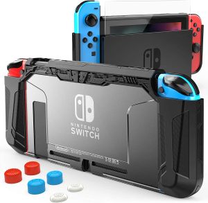 Fall Mooroer Case Compatible med Nintendo Switch med skärmskydd TPU -skyddande tunga täckningsfodral för Nintendo Switch