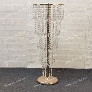 Tall Wedding Centerpieces Gold Vases Crystal Flower Vase, Crystal Metal Silver Flowers Stand for Party Tables Dekorationer Guld Pillar Walkway Stand