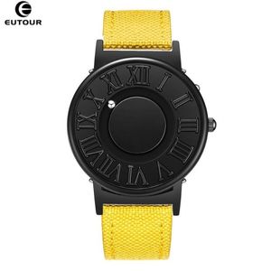 Eutour Watch Man Canvas Leather Strap Mens Watches Magnetic Ball Show Quartz Watchesファッション男性時計腕時計j190715275e