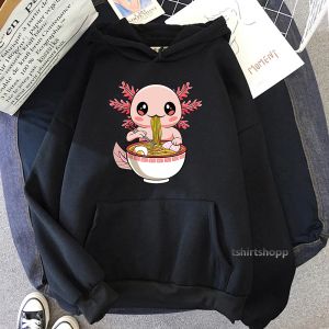 Moletons bonito axolotl amante anime japonês comida hoodie clássico hoodies roupas estéticas feminino primavera/outono moletom kawaii sudaderas