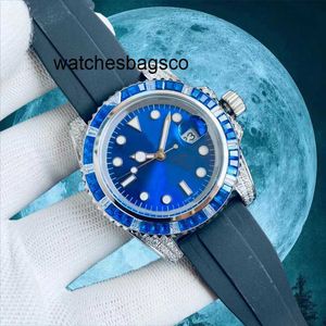 Mens Watch Clean Watch Mechanical Automatic Watch 40mm Blue Diamond Watch 8215 Movement Black Rubber Belt Sapphire Waterproof Luminous Ocean