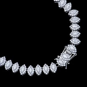 Белые ювелирные изделия в стиле хип-хоп, кубинское серебро 925 пробы, выращенное в лаборатории бриллиантовое ожерелье, ювелирные изделия из муассанита, теннисная цепочка маркизы для женщин
