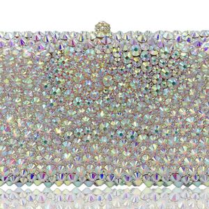 BL127 Handmade Inlaid Full Diamond Crystal Stone Dinner Bag Women's Square Hard Box Handheld Bag Chain Bag 240221