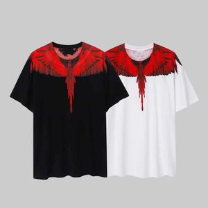 Men's T-Shirts Mens Short sleeved Womens Couple Colorful Wings Feather T-shirt Classic Half Sleeves J240221