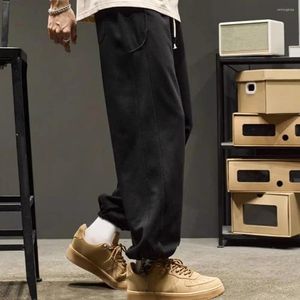 Men's Pants Casual Wide-leg Trousers Drawstring Elastic Waist Plush Winter With Wide Leg Pockets Soft Sports For Fall