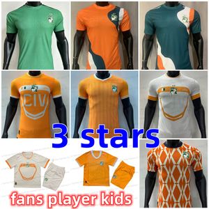 23 24 25 Spelare fans 3 stjärnor Tre fotboll Jersey Cote D Ivoire National Team Home Away Elfenbenskusten Drogba Kessie Maillots de Football Men Uniforms African Cup Kids Set