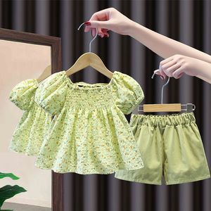 2 pezzi neonata vestito smock per bambini fatto a mano smocking Desses con pantaloni infantile boutique vestiti bambino abiti vintage 210615