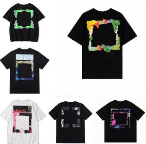 Men's T-Shirts OFF White 23ss New Graffiti High Street Fashion Brand Loose Short Sleeve T-shirt High Weight Fabric D91