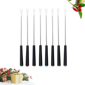 Dinnerware Sets 8 PCS Cotton Candy Fruit Fork Stainless Steel Fondue Pot Skewers Dessert Banquet