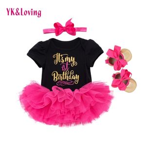 1st Birthday Girl Baby Dress Summer Cotton Black and White Romper Tutu Dresses First kids Infant for Girls Party Clothes Y2008031736322