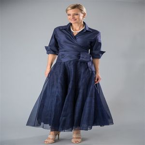 Elegant Navy Teal Mother Of The Bride Dresses With Jacket Short Sleeves Holiday Formal Occasion Wedding Guest Party Dress 2024 Chic Mom Evening Party Gowns