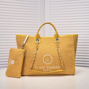38cm Designer Bags Tote Beach Bag Summer Color Shopping Bag Canvas Women Large Handbags Leather Shoulder Bags Purse Crossbody Top Quality