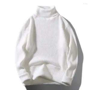 Men's Sweaters 2024 Autumn/Winter High Collar Youth Loose And Simple Solid Color Backing Striped Knitwear Top