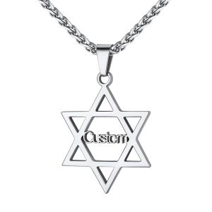 Halsband u7 rostfritt stål anpassat namn stjärna av david halsband hexagon judendom judar judisk symbol unisex smycken