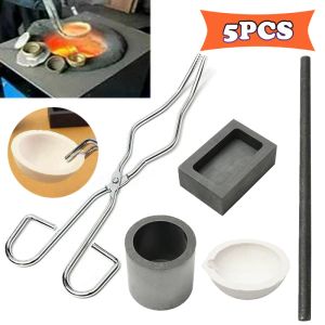 Equipments 5pcs Torch Gold Melting Kit Gold Silver Crucible Tong Rod Graphite Ingot Mold Casting Crucible Set Jewelry Tools Equipments