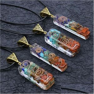 Andra smyckesuppsättningar Yoga 7 Chakra orgone Energy Healing Pendant Halsband naturliga stenhalsband för kvinnor mode smycken vilja och dr dhf3d