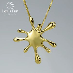 Anhänger Lotus Fun, echtes 925er-Sterlingsilber, natürlich, kreativ, handgefertigt, Designer-Edelschmuck, spritzender Metallanhänger ohne Halskette