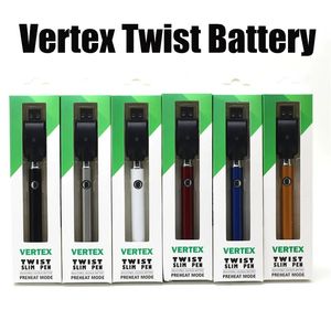 Batteria di preriscaldamento della batteria Vertex Twist 380mAh Vape Slim Pen Tensione inferiore variabile per cartucce da 510 fili