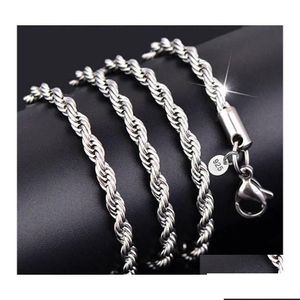 Chains Chains 925 Sterling Sier 2Mm M Twisted Rope Chain Necklaces For Women Men Fashion Jewelry 16 18 20 22 24 26 28 30 Inches Drop D Dhuwj