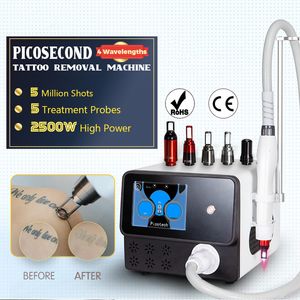 2500W High Power 5 Probes Picolaser Pigment Treatment Tattoo Removal Freckle Acne Elimination Device Q Switch Nd Yag Picosecond Skin Cleansing Whitening