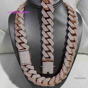 Pendant Necklaces Hip Hop Rapper Cuban Chain 925 Silver 25mm Wide 4 Rows Vvs Moissanite Full Iced Out Link Necklace 5LCR