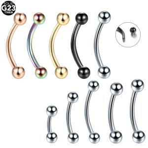 Jewelry 20pcs Titanium Eyebrow Rings Ball Eye Tongue Rings Piercings Curved Barbell Lip Labret Earring Tragus Piercing Body Jewelry