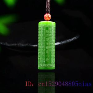 Pendants Jade Heart Sutra Pendant Carved Fashion Amulet Buddhism Women Gifts Jadeite Jewelry Natural Gemstone Charm Chinese Necklace