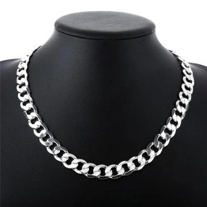 Necklaces Special Offer 925 Sterling Silver Necklace For Men Classic 12MM Chain 1830 Inches Fine Fashion Brand Jewelry Party Wedding Gift