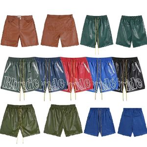 شورت شورت Rhude Shorts Sharts Shars Pu Shorts Summer Fashion Worling Disual Pants Men Women عالية الجودة شارع الشارع ارتداء السراويل السراويل القصيرة الولايات المتحدة الحجم: S-XL