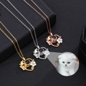 Necklaces Personalized Custom Photo Projection Necklace S925 Silver Flowers on Heart Shaped Pendant Ladies Jewelry Accessories Chain