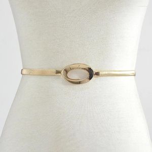 Belts 2024 Fashion Metal Luxury Designer Gold G Buckle Belt Women Thin Stretch Female Jeans Dress Waistband