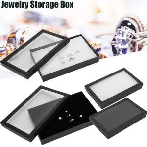 Rings New 1PCS 100 Slot Flocking Jewelry Holder Ring Earrings Pendant Storage Box Jewel Display Case Organizer