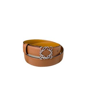 High Quality Men's Genuine Leather Belt Men's and Women's Designer Belt Hollow Buckle Bark Pattern Belt Copper Buckle Luxury Belt with Box