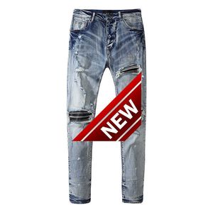 Mit Löchern gewaschene Bettlerhosen, schmale Passform, lässige und vielseitige Jeans, Herrenmode