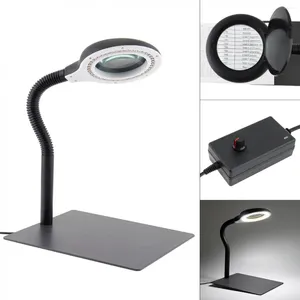 Lampy stołowe WLKS-608 110 V / 220V powiększające szkło jasność lekka lampa biurka z 15x i 40 LED do odczytu oświetlenia