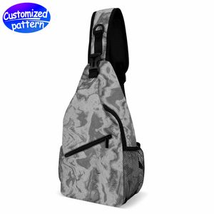 Borsa da petto personalizzata con stampa completa Modello HD fibbia staccabile Forte durevole atmosfera semplice cinturino largo batuffolo di cotone moda funzionale twill 254g grigio